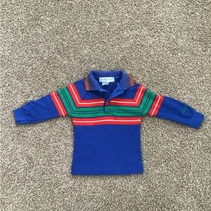 Vtg 80s OshKosh B'gosh Kids 12 M multicolor Polo Rugby Shirt Made in USA Retro